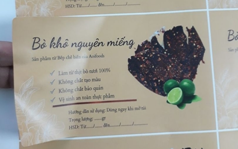 Mẫu tem nhãn bò khô thiết kế tối giản Mẫu tem nhãn bò khô thiết kế tối giản