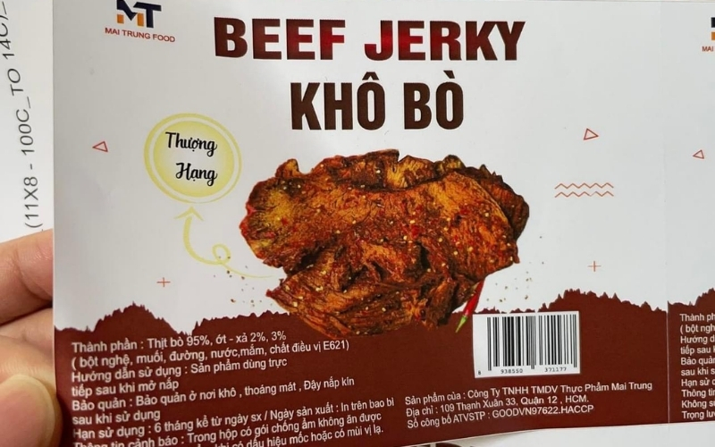 Mẫu tem nhãn bò khô thiết kế tối giản Mẫu tem nhãn bò khô thiết kế tối giản