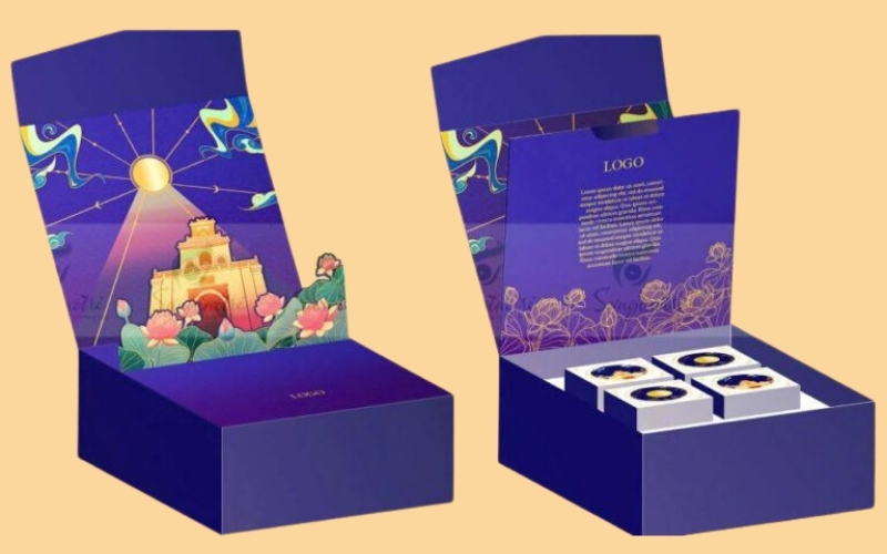 Hộp trung thu 3D dạng hộp nắp nam châm Hộp trung thu 3D dạng hộp nắp nam châm
