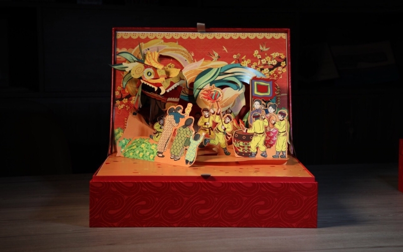 Hộp trung thu 3D dạng hộp nắp âm dương Hộp trung thu 3D dạng hộp nắp âm dương