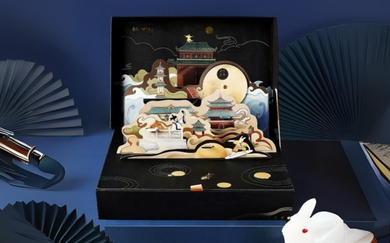 Hộp trung thu 3D dạng hộp nắp âm dương Hộp trung thu 3D dạng hộp nắp âm dương