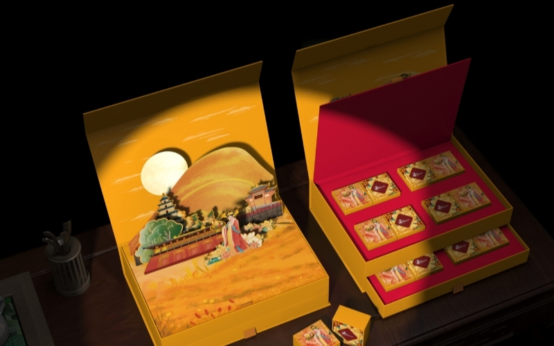 Hộp trung thu 3D dạng hộp nắp nam châm Hộp trung thu 3D dạng hộp nắp nam châm