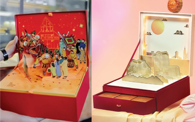 Hộp trung thu 3D dạng hộp nắp âm dương Hộp trung thu 3D dạng hộp nắp âm dương