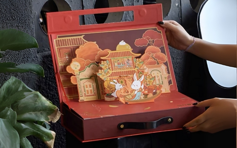 Hộp trung thu 3D dạng hộp nắp nam châm Hộp trung thu 3D dạng hộp nắp nam châm