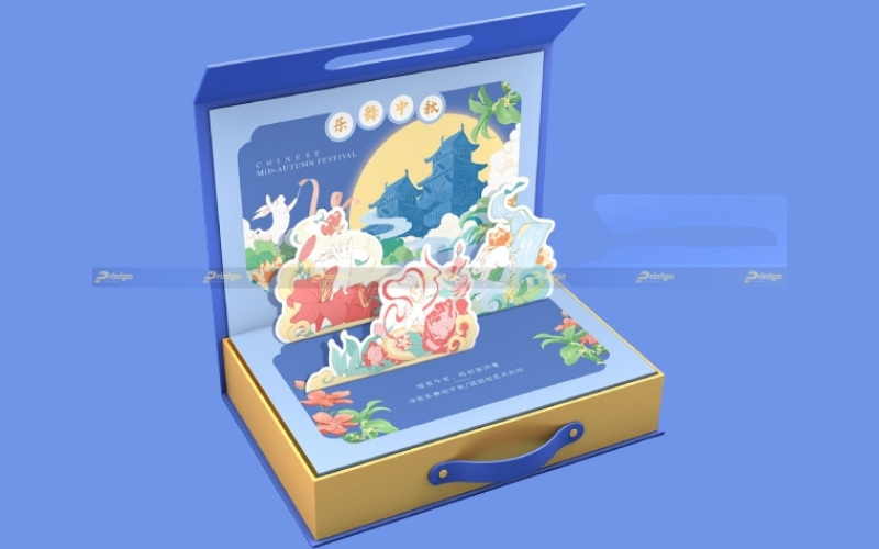 Hộp trung thu 3D dạng hộp nắp nam châm Hộp trung thu 3D dạng hộp nắp nam châm