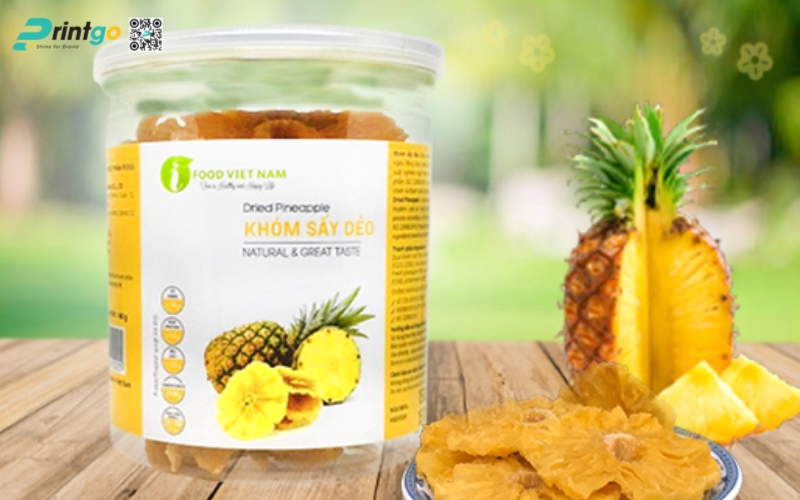 Các mẫu in tem dứa sấy khô - sấy dẻo Các mẫu in tem dứa sấy khô - sấy dẻo