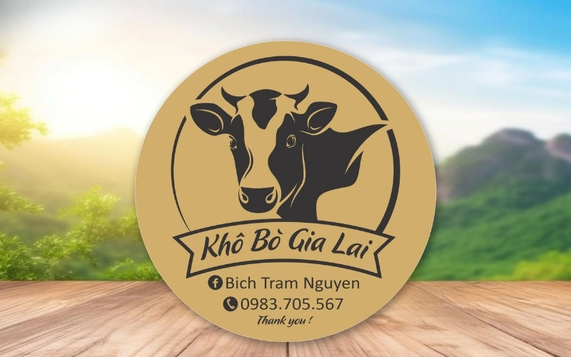 Mẫu tem nhãn bò khô thiết kế tối giản Mẫu tem nhãn bò khô thiết kế tối giản