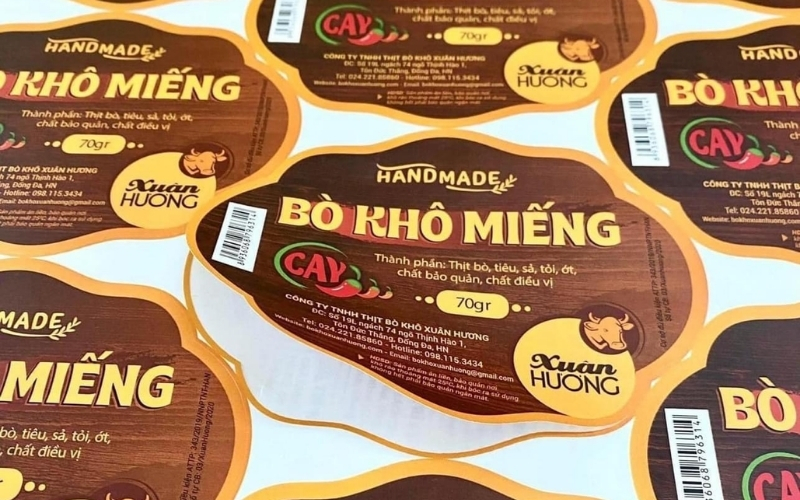 Mẫu tem nhãn bò khô thiết kế tối giản Mẫu tem nhãn bò khô thiết kế tối giản