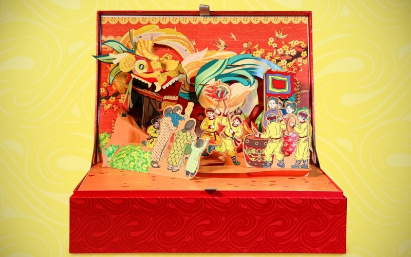 Hộp trung thu 3D dạng hộp nắp âm dương Hộp trung thu 3D dạng hộp nắp âm dương