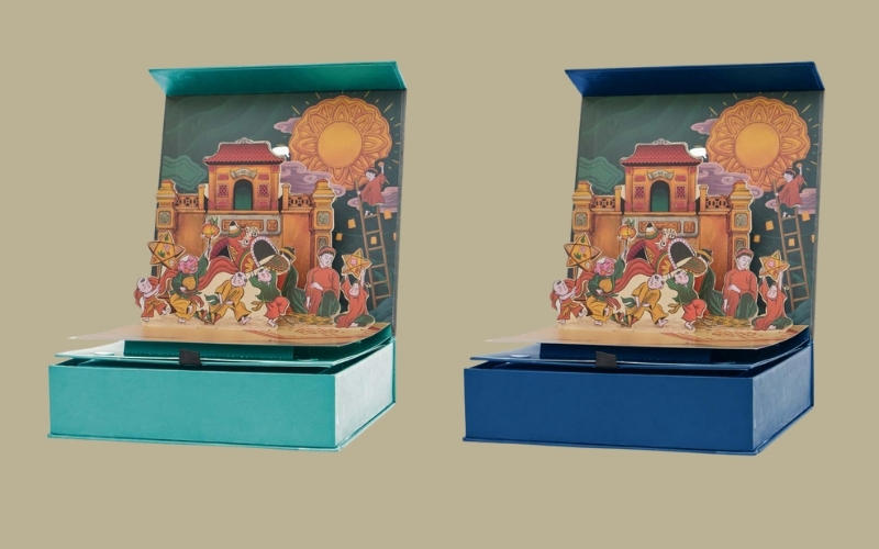 Hộp trung thu 3D dạng hộp nắp nam châm Hộp trung thu 3D dạng hộp nắp nam châm