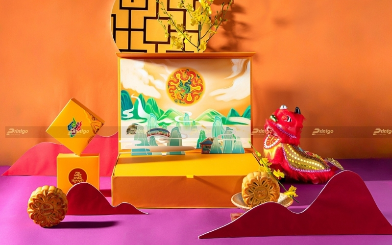 Hộp trung thu 3D dạng hộp nắp nam châm Hộp trung thu 3D dạng hộp nắp nam châm