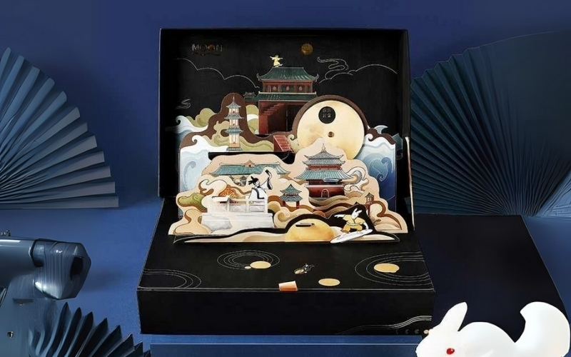Hộp trung thu 3D dạng hộp nắp âm dương Hộp trung thu 3D dạng hộp nắp âm dương