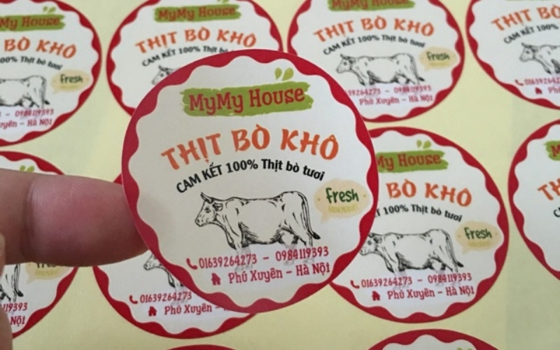 Mẫu tem nhãn bò khô thiết kế tối giản Mẫu tem nhãn bò khô thiết kế tối giản