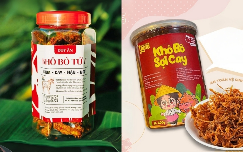 Mẫu tem nhãn bò khô thiết kế tối giản Mẫu tem nhãn bò khô thiết kế tối giản