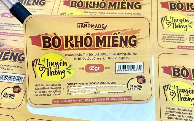 Mẫu tem nhãn bò khô thiết kế tối giản Mẫu tem nhãn bò khô thiết kế tối giản