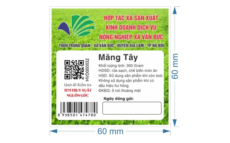Tem nhãn rau củ dạng tem truy xuất nguồn gốc Tem nhãn rau củ dạng tem truy xuất nguồn gốc