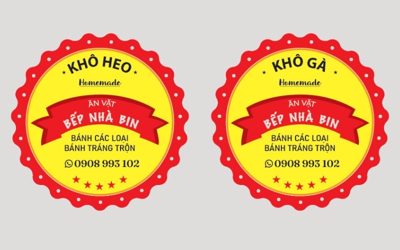 Mẫu tem nhãn bò khô thiết kế tối giản Mẫu tem nhãn bò khô thiết kế tối giản