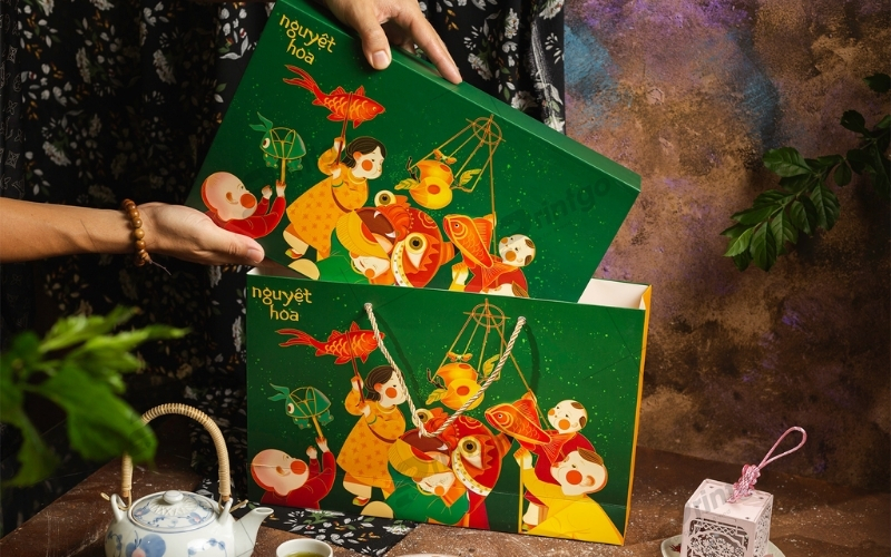 Túi đựng bánh trung thu bằng giấy ivory Túi đựng bánh trung thu bằng giấy ivory