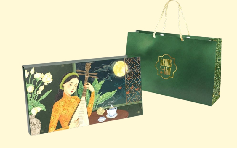 Túi đựng bánh trung thu in ép kim, UV điểm Túi đựng bánh trung thu in ép kim, UV điểm