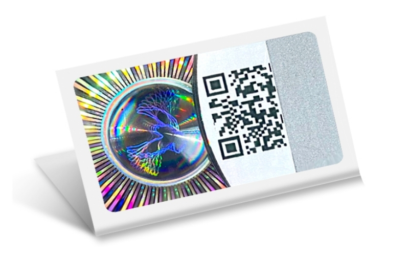 Mẫu tem chống hàng giả Hologram tích hợp QR code/serial Mẫu tem chống hàng giả Hologram tích hợp QR code/serial