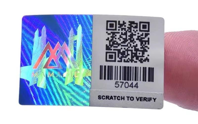 Mẫu tem chống hàng giả Hologram tích hợp QR code/serial Mẫu tem chống hàng giả Hologram tích hợp QR code/serial