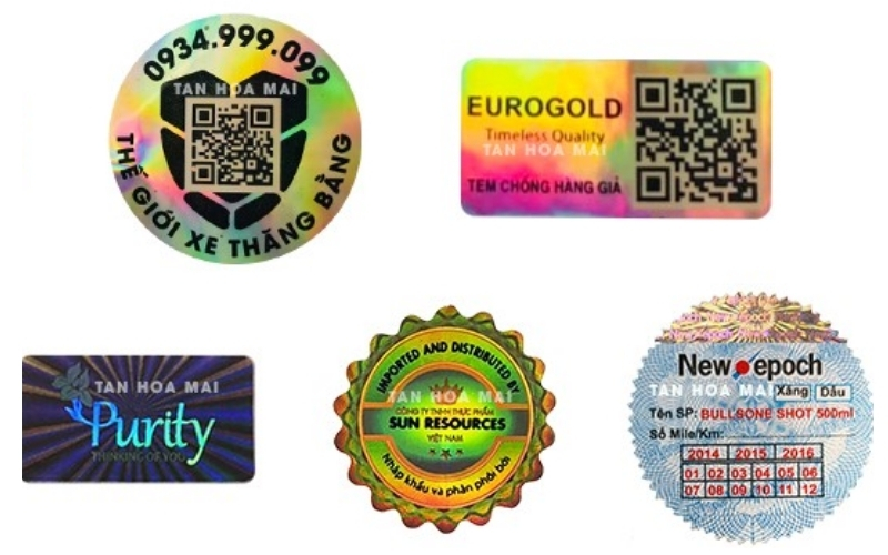 Mẫu tem chống hàng giả Hologram thông thường Mẫu tem chống hàng giả Hologram thông thường