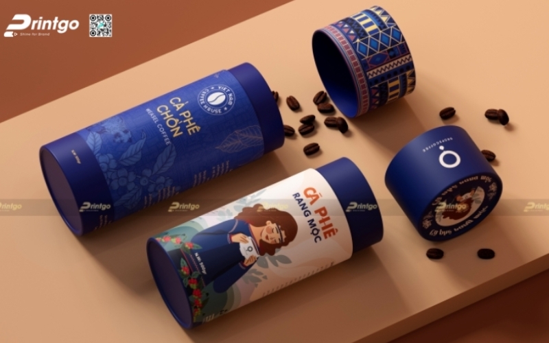 Thiết kế bao bì cà phê hình trụ tròn Thiết kế bao bì cà phê hình trụ tròn