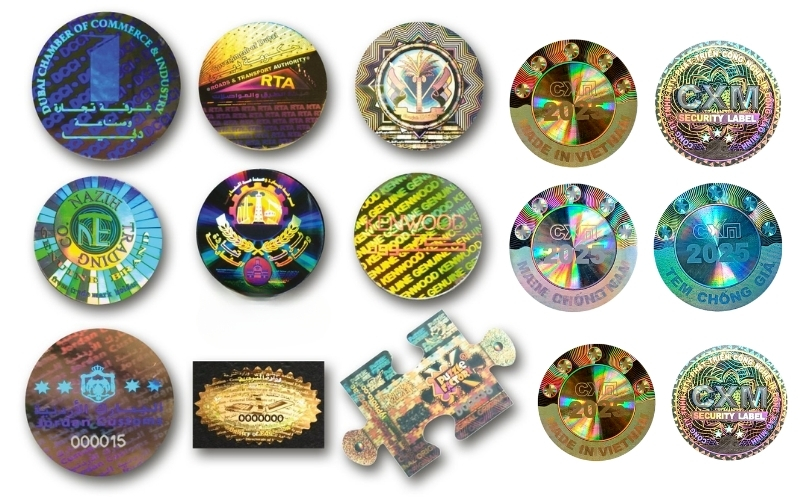 Mẫu tem chống hàng giả Hologram thông thường Mẫu tem chống hàng giả Hologram thông thường