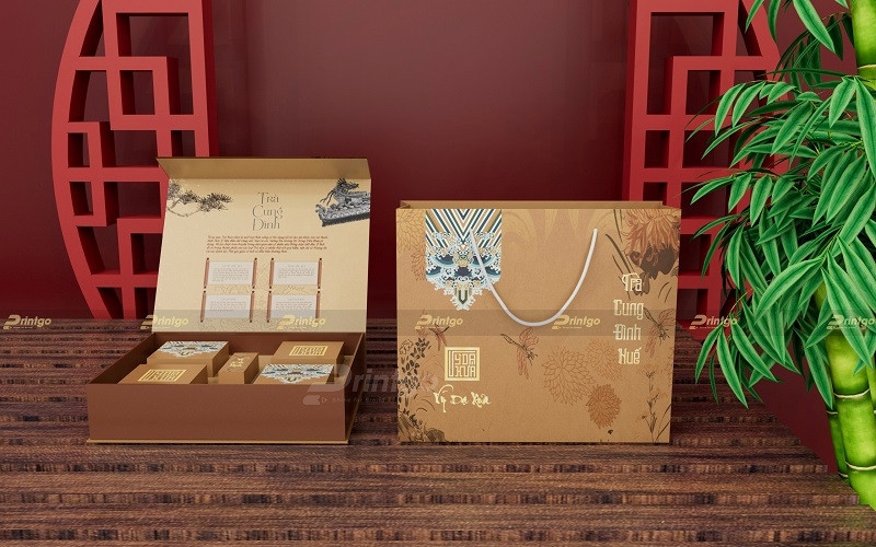 Mẫu in túi đựng hộp trà cao cấp Ivory, Couche, Duplex Mẫu in túi đựng hộp trà cao cấp Ivory, Couche, Duplex