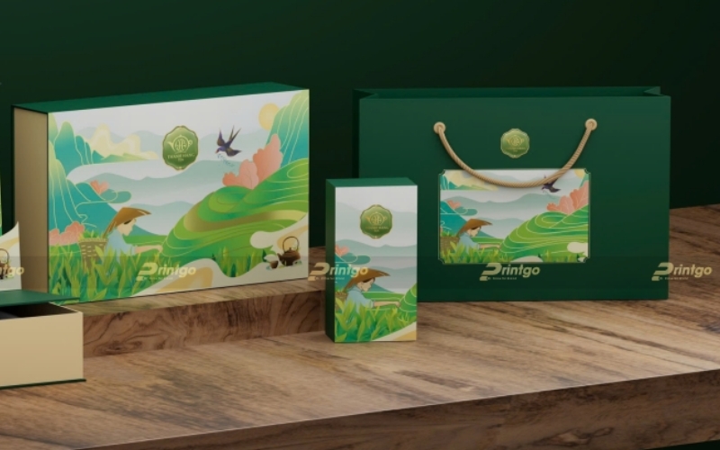 Mẫu in túi đựng hộp trà cao cấp Ivory, Couche, Duplex Mẫu in túi đựng hộp trà cao cấp Ivory, Couche, Duplex