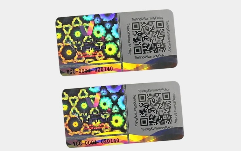 Mẫu tem chống hàng giả Hologram tích hợp QR code/serial Mẫu tem chống hàng giả Hologram tích hợp QR code/serial