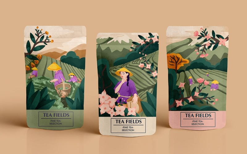 Mẫu in túi đựng trà màng nhôm Mẫu in túi đựng trà màng nhôm