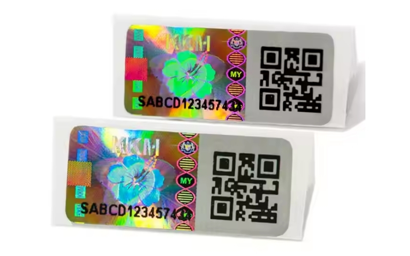 Mẫu tem chống hàng giả Hologram tích hợp QR code/serial Mẫu tem chống hàng giả Hologram tích hợp QR code/serial