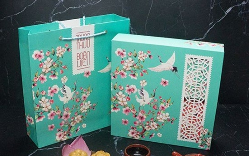 Túi đựng bánh trung thu bằng giấy ivory Túi đựng bánh trung thu bằng giấy ivory