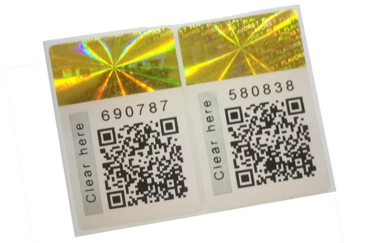 Mẫu tem chống hàng giả Hologram tích hợp QR code/serial Mẫu tem chống hàng giả Hologram tích hợp QR code/serial