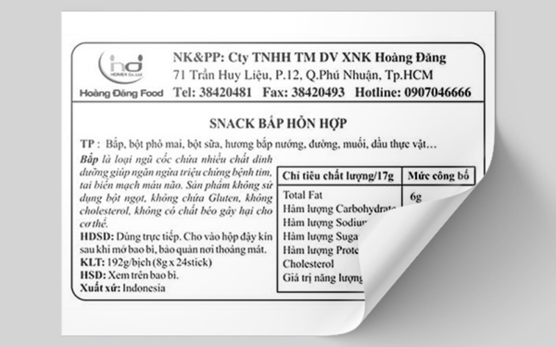 Tem nhãn phụ hàng hóa thực phẩm chế biến Tem nhãn phụ hàng hóa thực phẩm chế biến