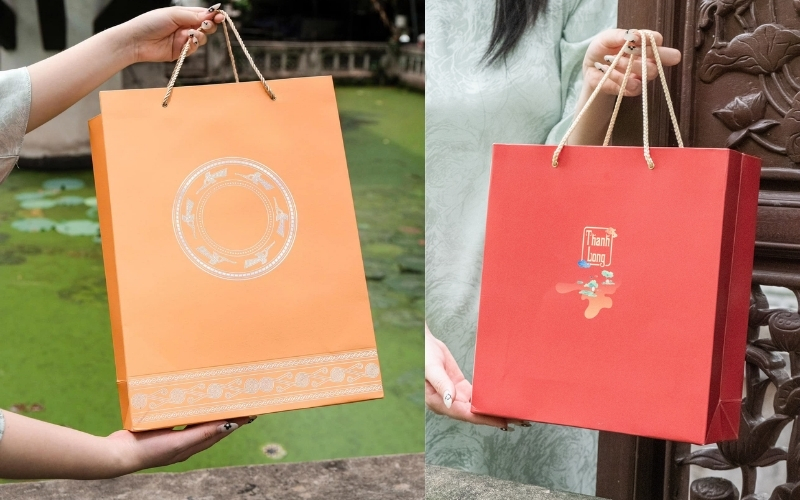 Túi đựng bánh trung thu bằng giấy ivory Túi đựng bánh trung thu bằng giấy ivory