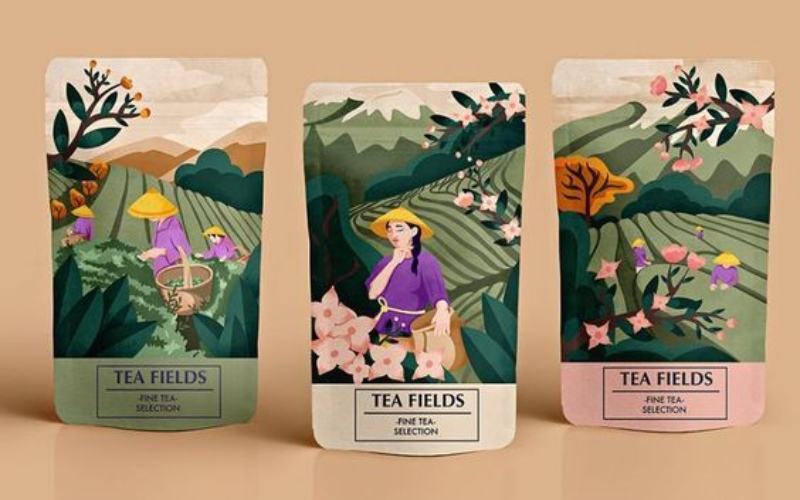 Mẫu in túi đựng trà Zipper Mẫu in túi đựng trà Zipper