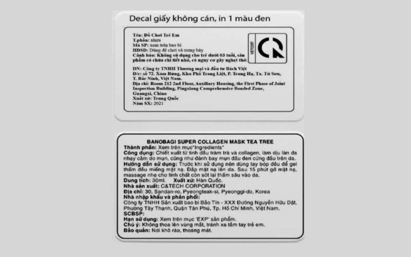 Tem nhãn phụ hàng hóa nhập khẩu một số ngành hàng khác Tem nhãn phụ hàng hóa nhập khẩu một số ngành hàng khác