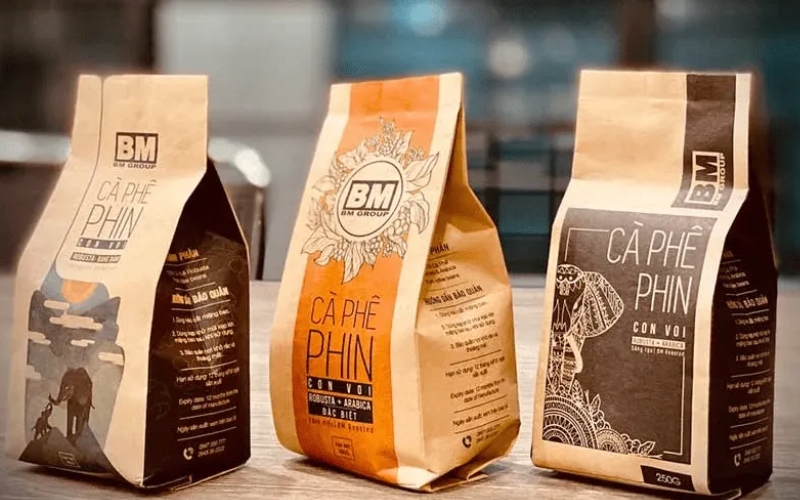 Thiết kế bao bì cà phê dạng giấy Kraft Thiết kế bao bì cà phê dạng giấy Kraft