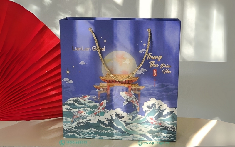 Túi đựng bánh trung thu bằng giấy ivory Túi đựng bánh trung thu bằng giấy ivory