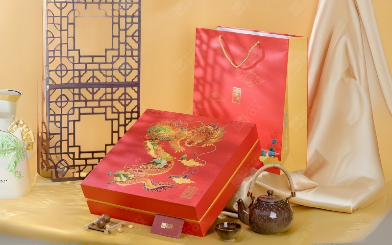 Túi đựng bánh trung thu bằng giấy ivory Túi đựng bánh trung thu bằng giấy ivory