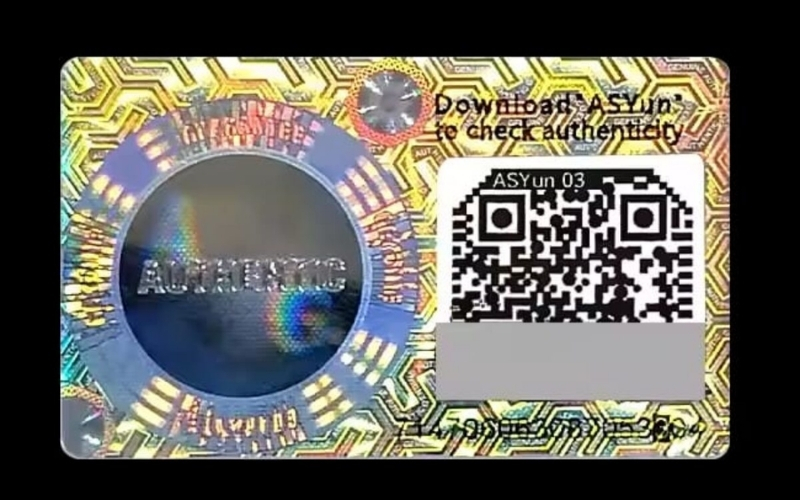 Mẫu tem chống hàng giả Hologram tích hợp QR code/serial Mẫu tem chống hàng giả Hologram tích hợp QR code/serial