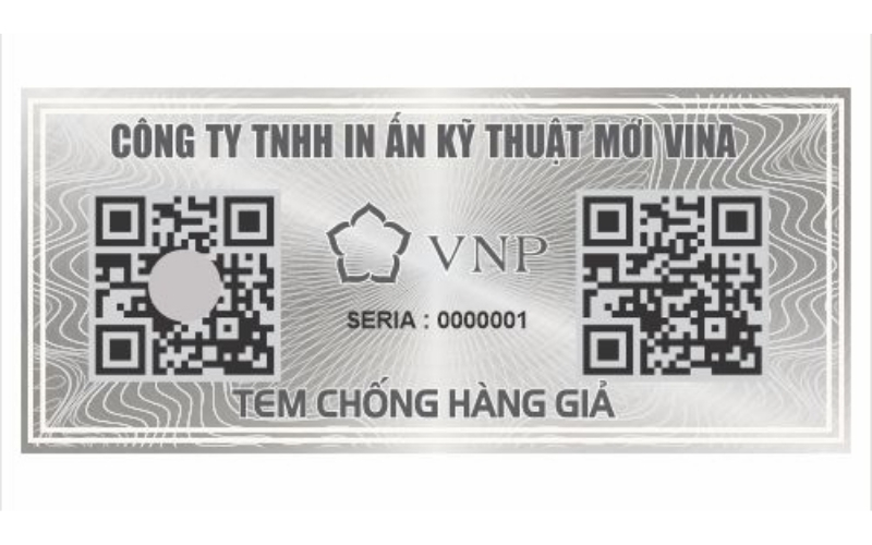 Mẫu tem chống hàng giả Hologram tích hợp QR code/serial Mẫu tem chống hàng giả Hologram tích hợp QR code/serial