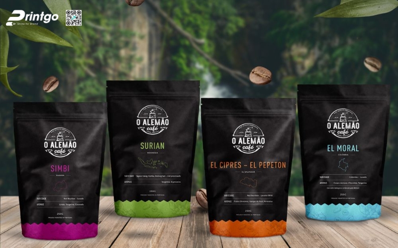 Mẫu bao bì cà phê xuất khẩu dạng túi zipper đáy đứng Mẫu bao bì cà phê xuất khẩu dạng túi zipper đáy đứng