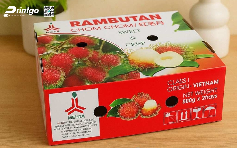 Mẫu bao bì xuất khẩu trái cây chôm chôm Mẫu bao bì xuất khẩu trái cây chôm chôm