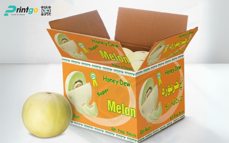 Mẫu thùng carton đựng trái cây xuất khẩu dưa lưới Mẫu thùng carton đựng trái cây xuất khẩu dưa lưới