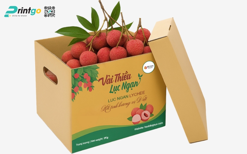 Mẫu thùng giấy đựng trái cây xuất khẩu vải Mẫu thùng giấy đựng trái cây xuất khẩu vải