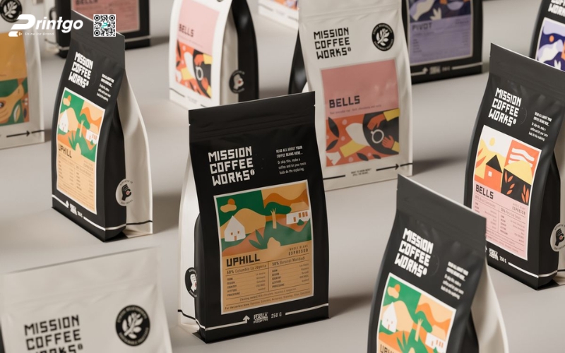 Mẫu bao bì cà phê xuất khẩu dạng túi zipper đáy đứng Mẫu bao bì cà phê xuất khẩu dạng túi zipper đáy đứng