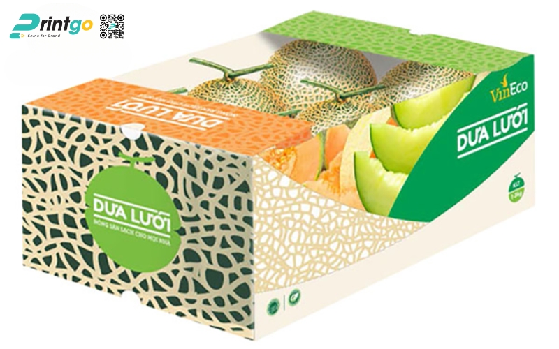 Mẫu thùng carton đựng trái cây xuất khẩu dưa lưới Mẫu thùng carton đựng trái cây xuất khẩu dưa lưới